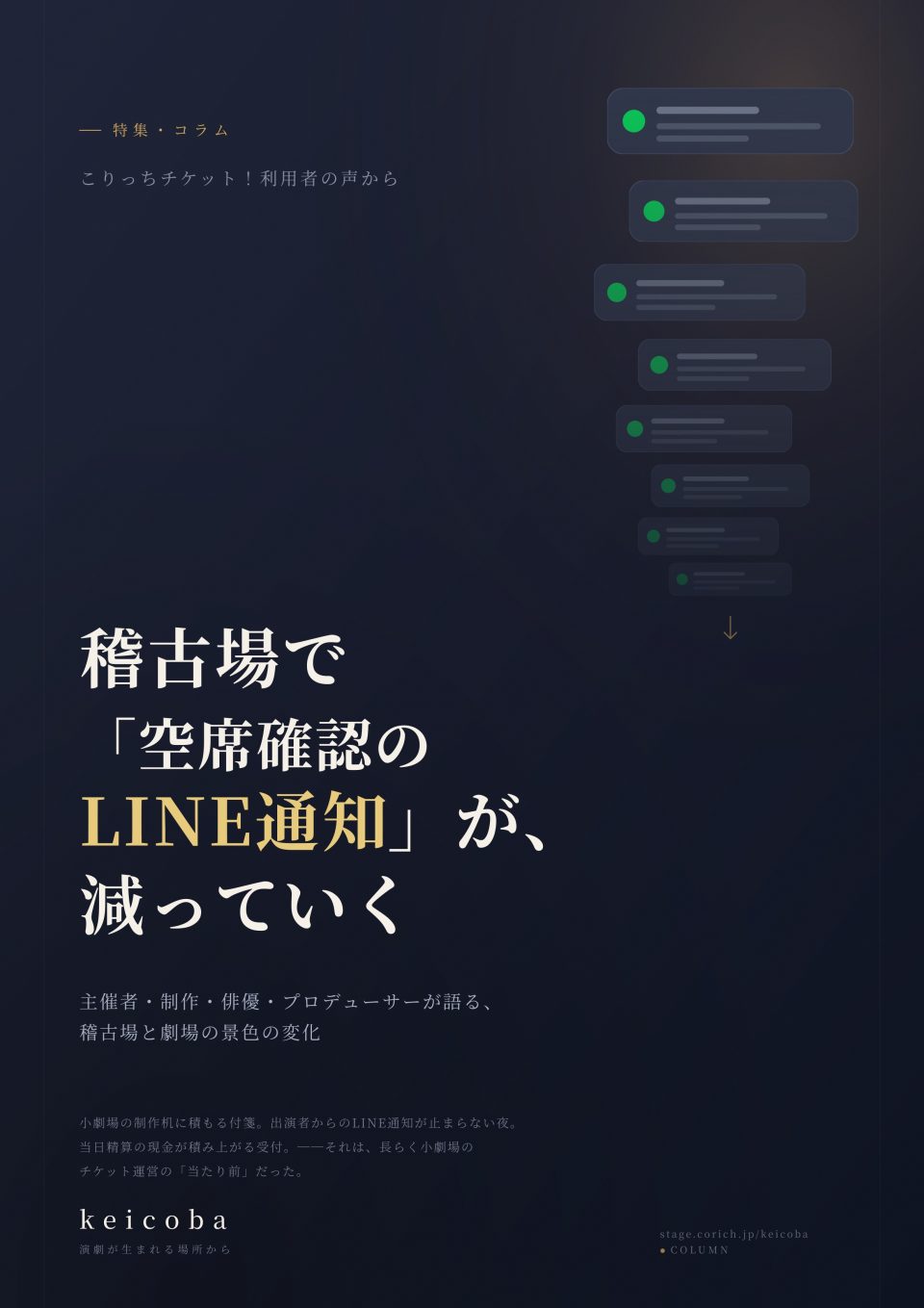 稽古場で「空席確認のLINE通知」が、減っていく ─── こりっちチケット！利用者の声から